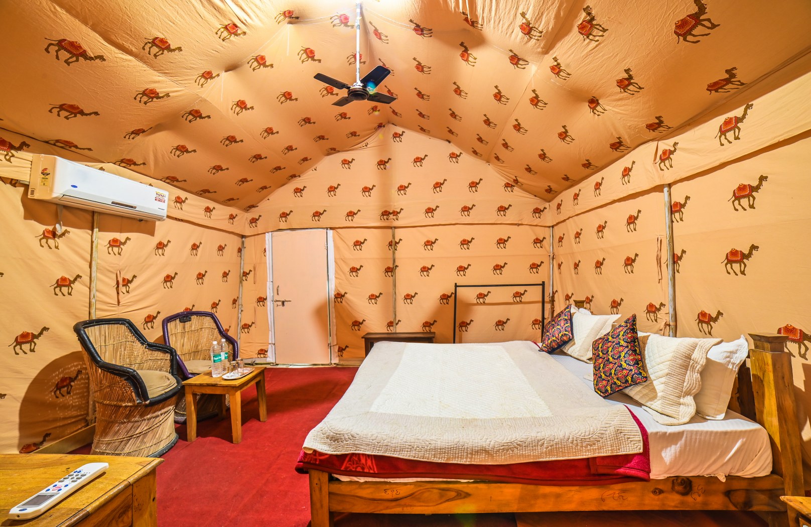 Swiss tent with attached bathroom on Sam sand dunes Jaisalmer